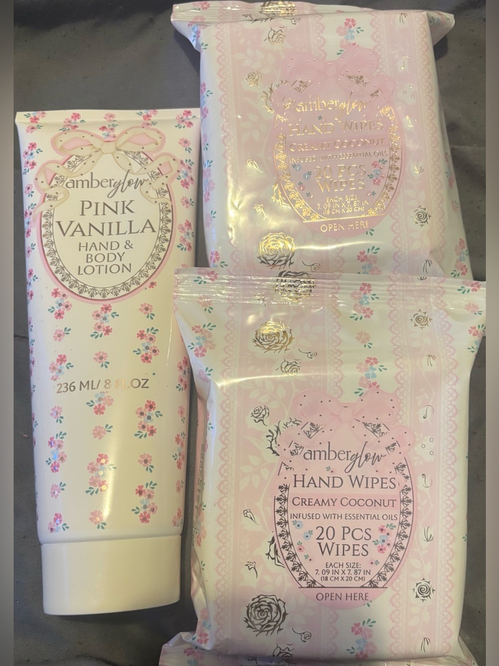 Pink Vanilla Hand & Body Lotion and Creamy Coconut Hand Wipes - Pink